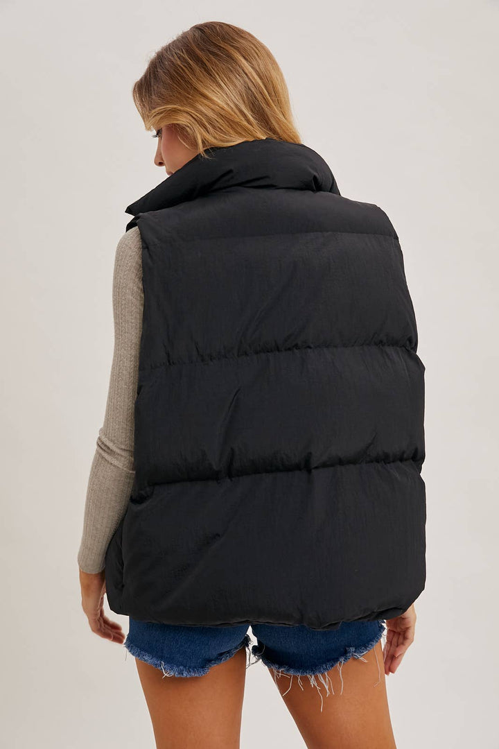 DENIM LAYERED PUFFER VEST