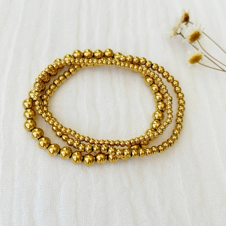 Gold Beaded Stacking Bracelet Set