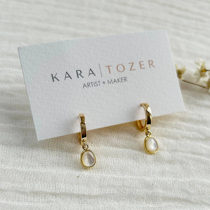 Mother Of Pearl Charm Hoops
