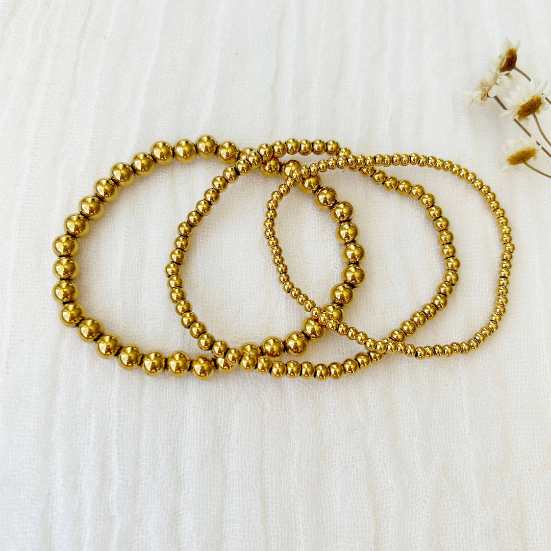 Gold Beaded Stacking Bracelet Set