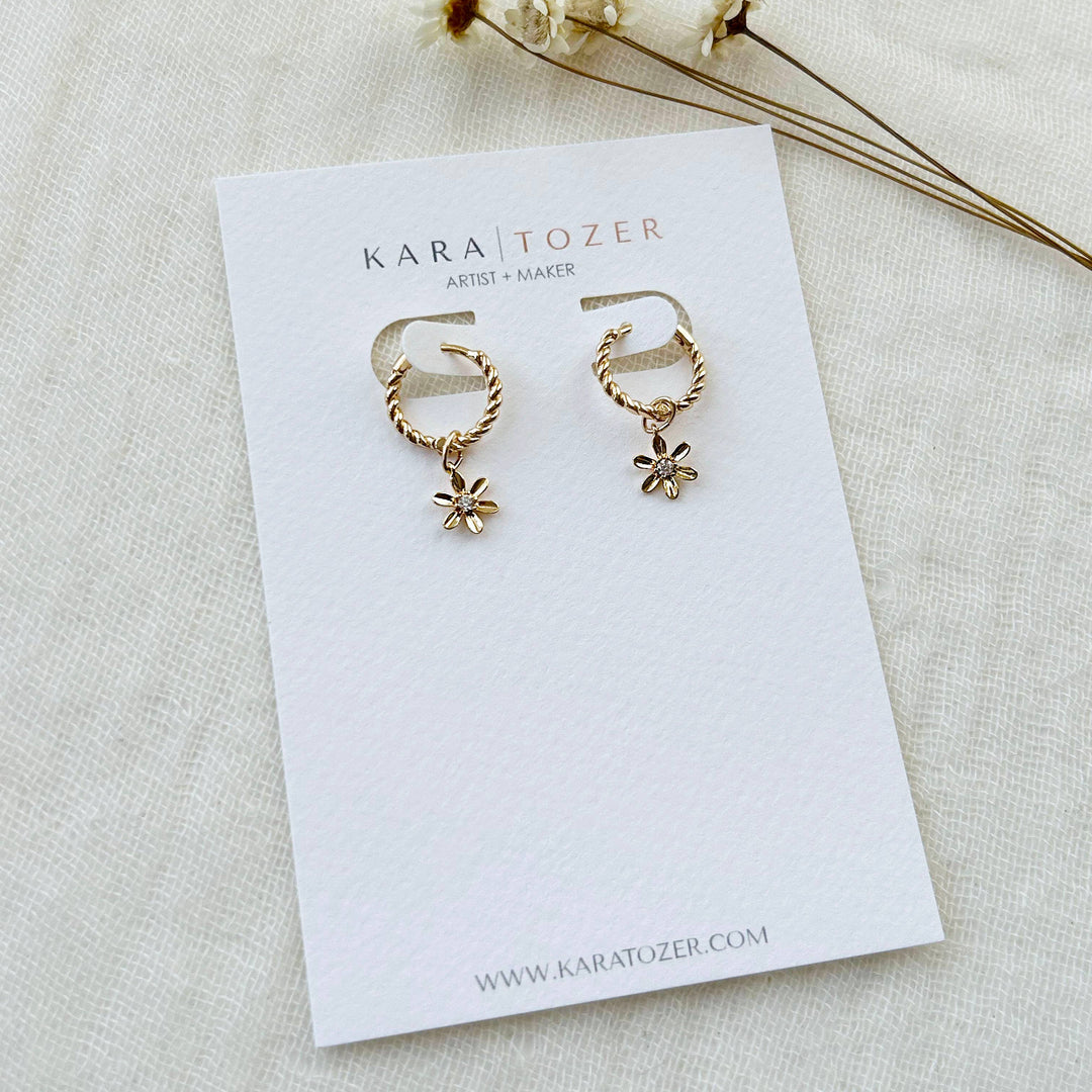 Flower Charm Hoops