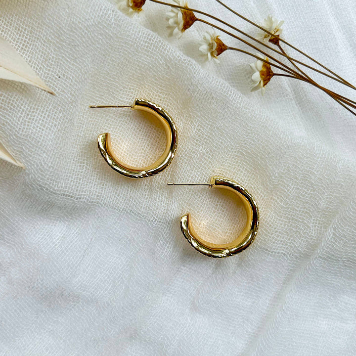 Chunky Gold Textured Hoops