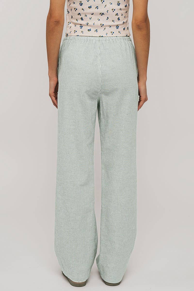 Pinstripe Drawstring Wide Leg Lounge Pants