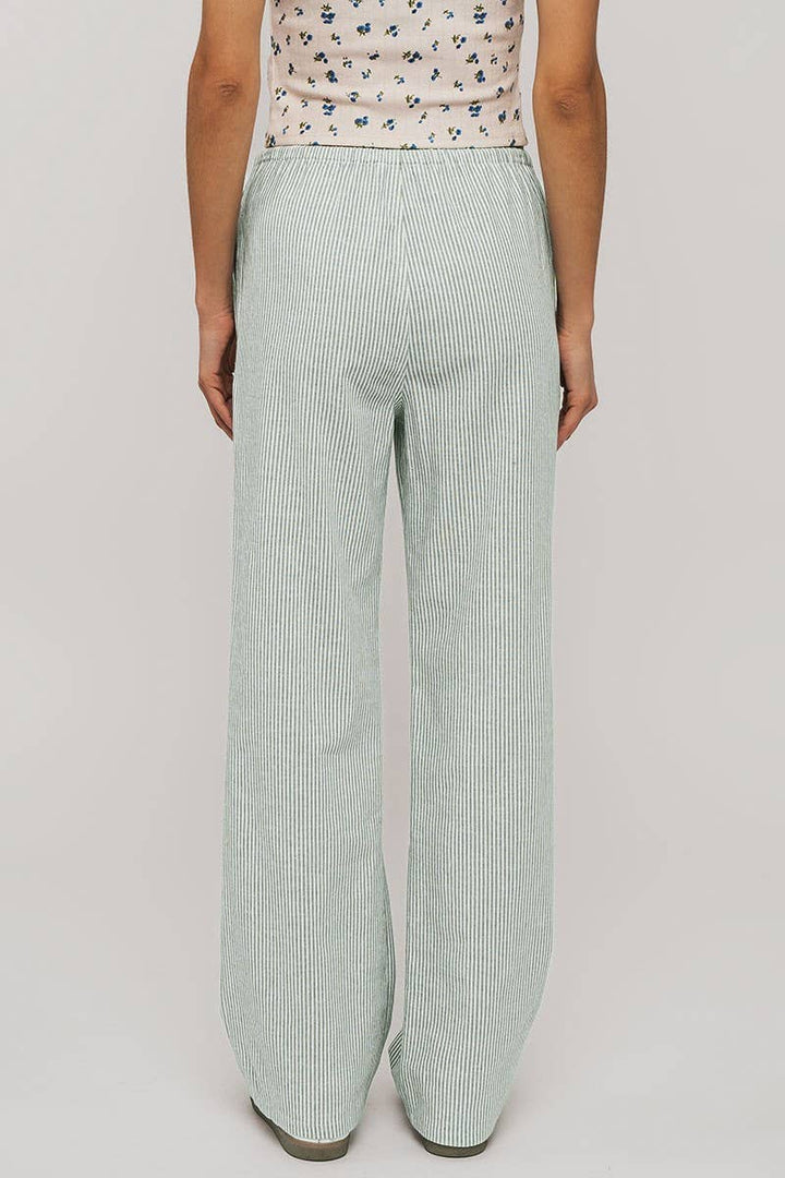 Pinstripe Drawstring Wide Leg Lounge Pants