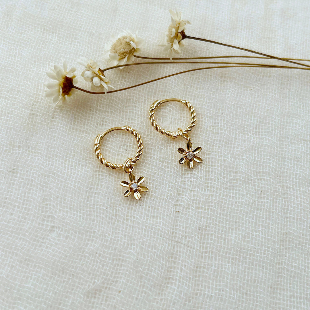 Flower Charm Hoops