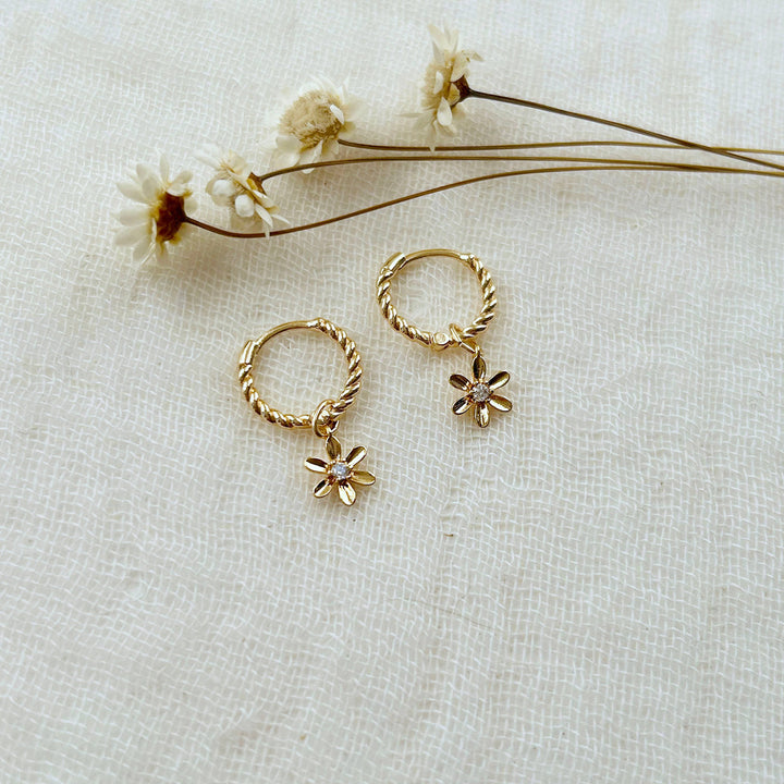 Flower Charm Hoops