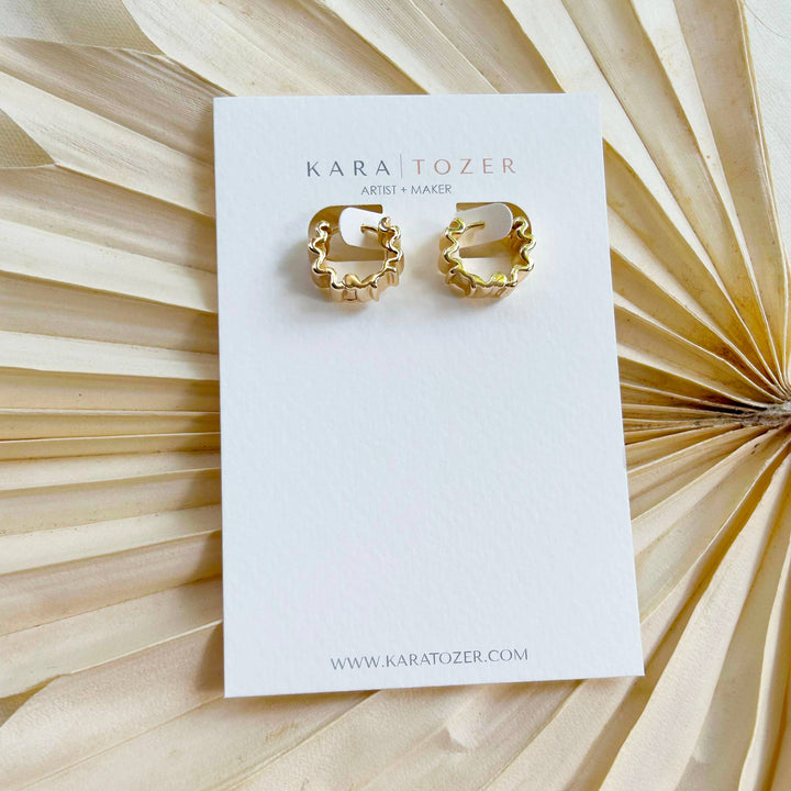 Gold Wave Huggie Hoops