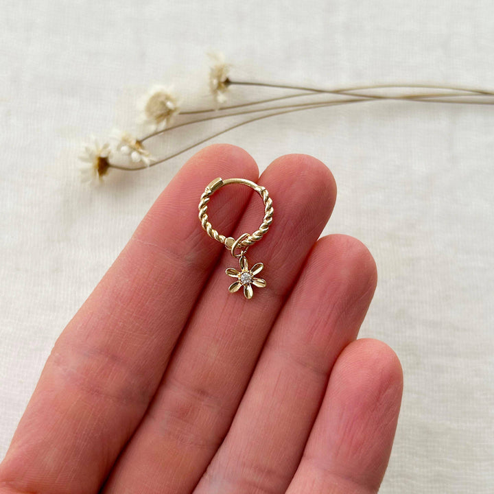 Flower Charm Hoops