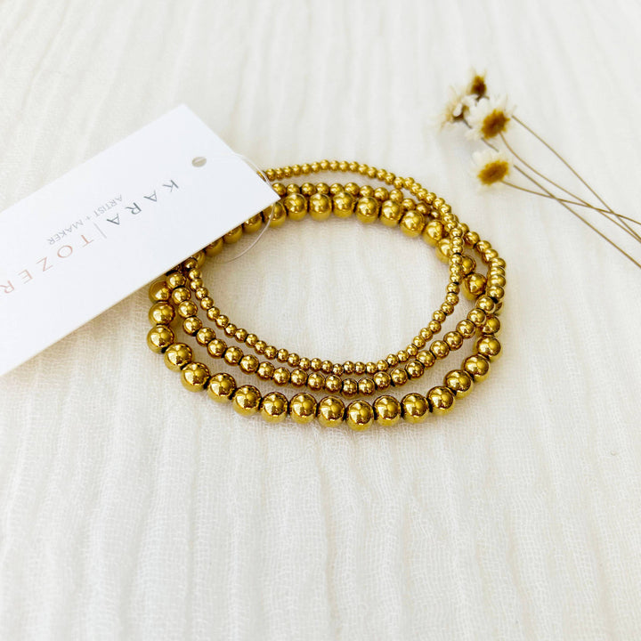 Gold Beaded Stacking Bracelet Set