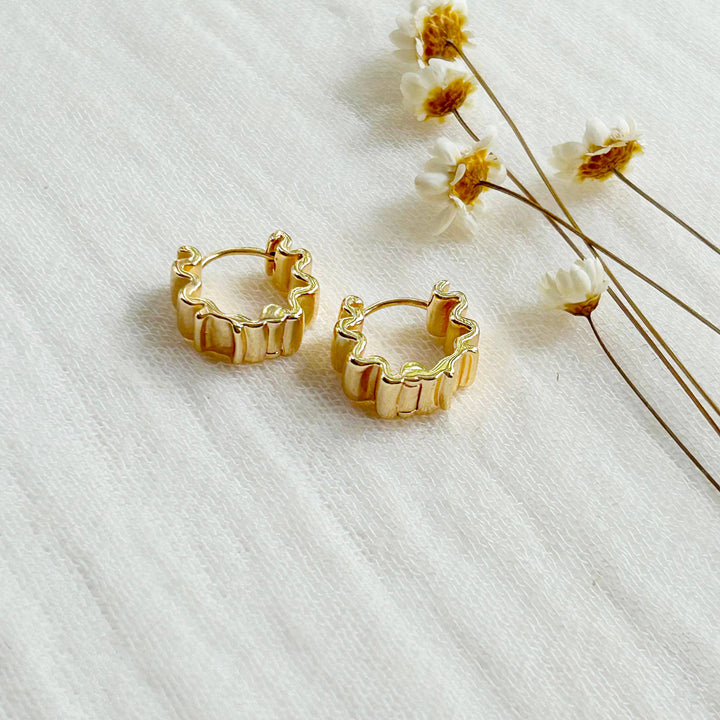 Gold Wave Huggie Hoops