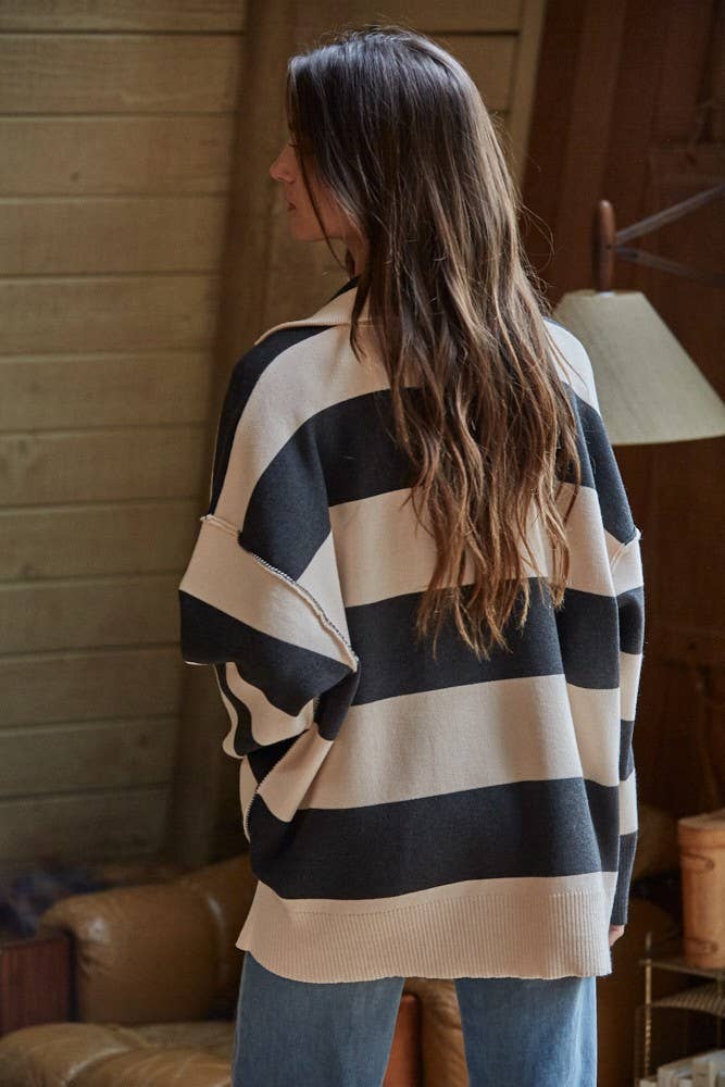 Rugby Striped Half Zip
