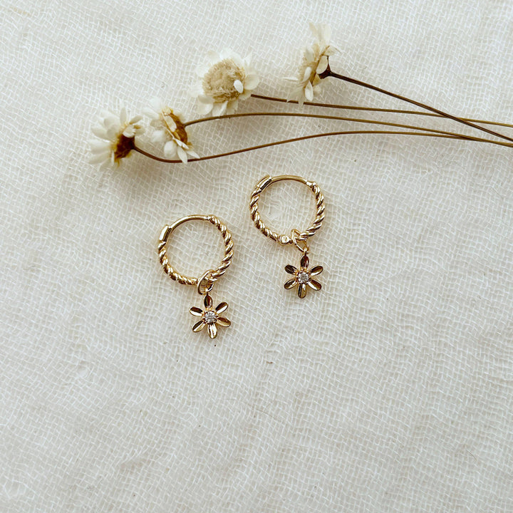 Flower Charm Hoops