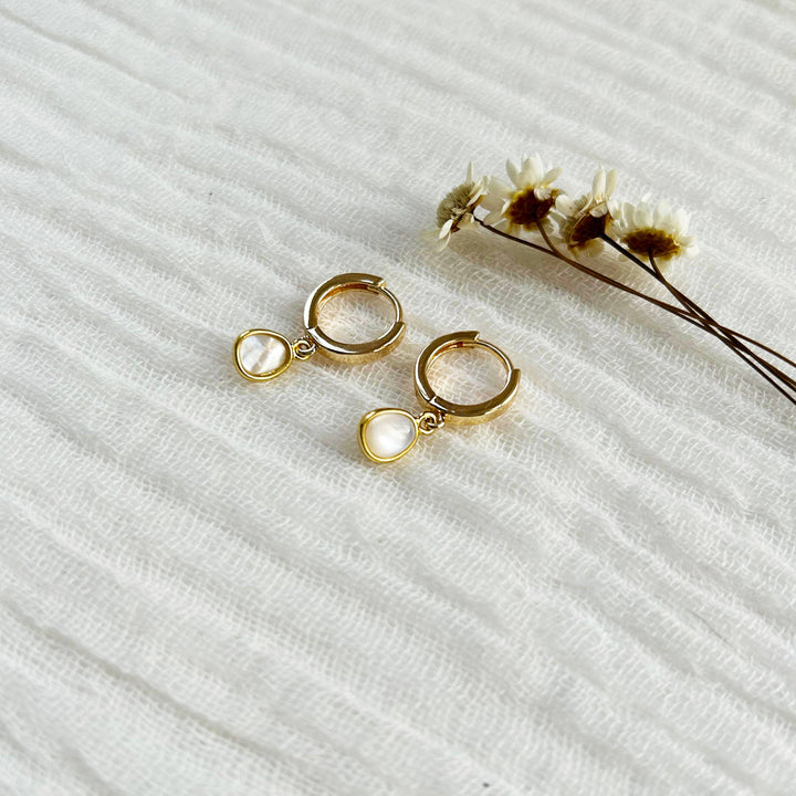 Mother Of Pearl Charm Hoops