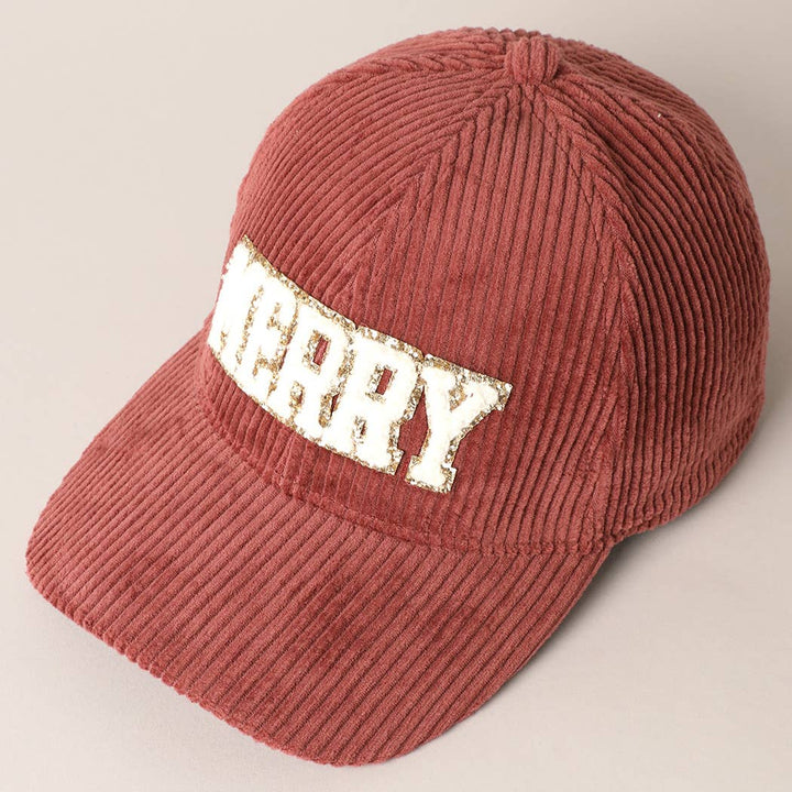 MERRY Embroidery Corduroy Cap