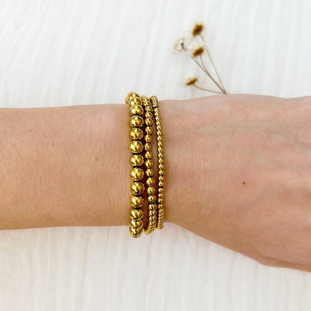 Gold Beaded Stacking Bracelet Set