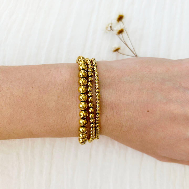 Gold Beaded Stacking Bracelet Set